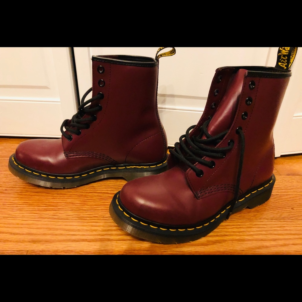 Dr Martens red leather boots